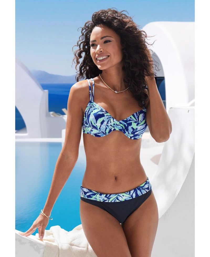 Women's Tropical Print High-Waist Underwire Bikini Top