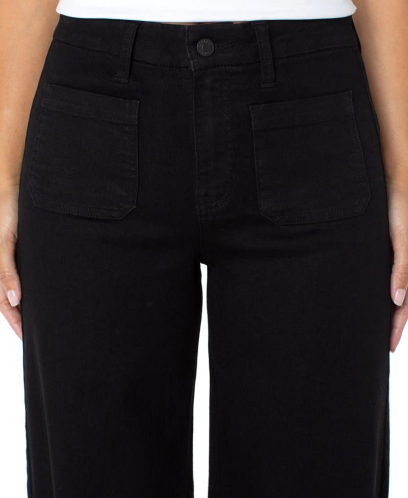 Juniors' High-Rise Patch-Pocket Wide-Leg Jeans