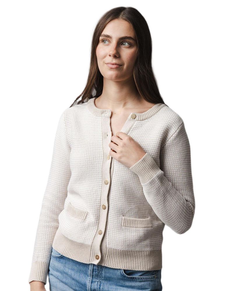 Hope and Henry Women's Organic Tweed Stitch Sweater Cardigan