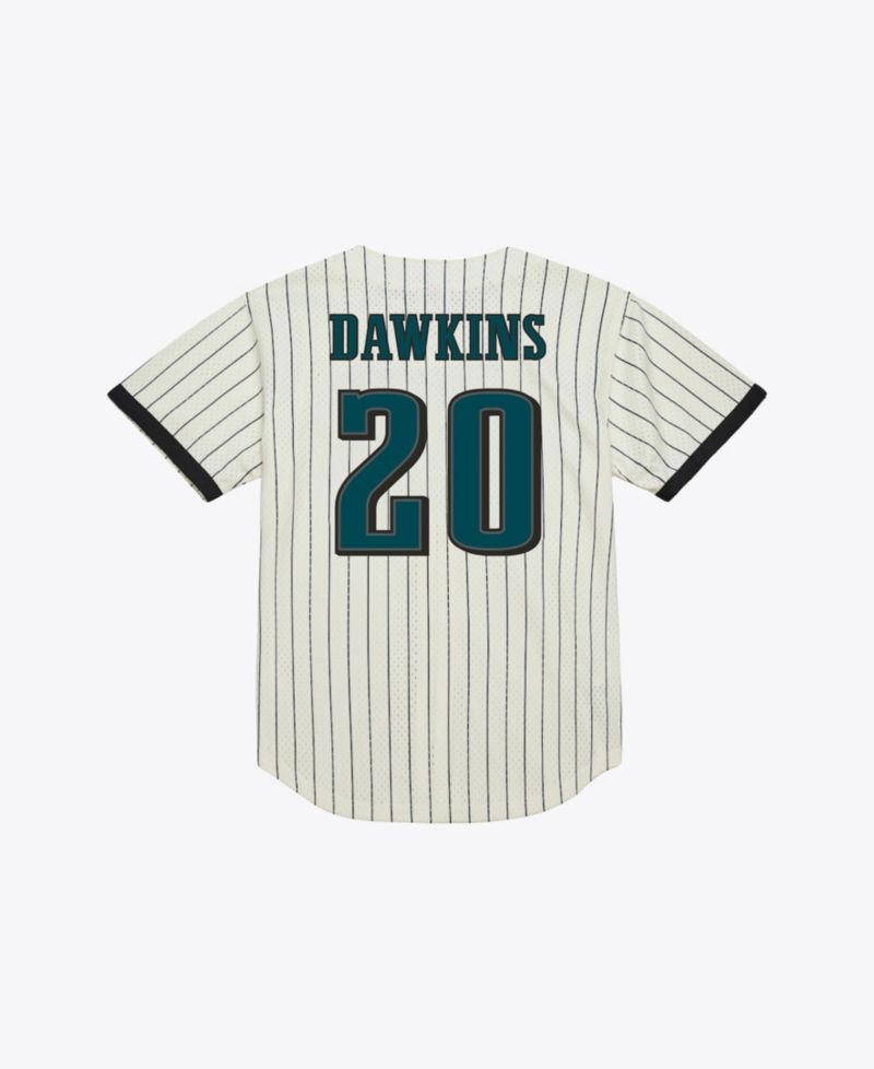 Men's Brian Dawkins Cream Philadelphia Eagles Name & Number Mesh Fashion Jersey
