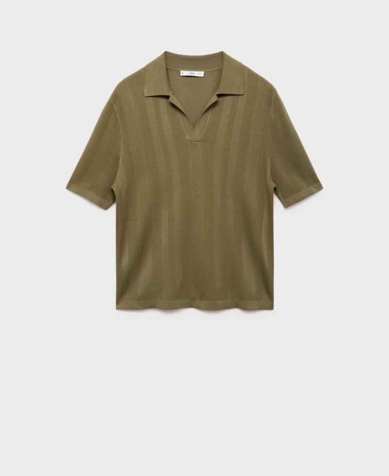 Men's Ribbed Knit Polo Shirt