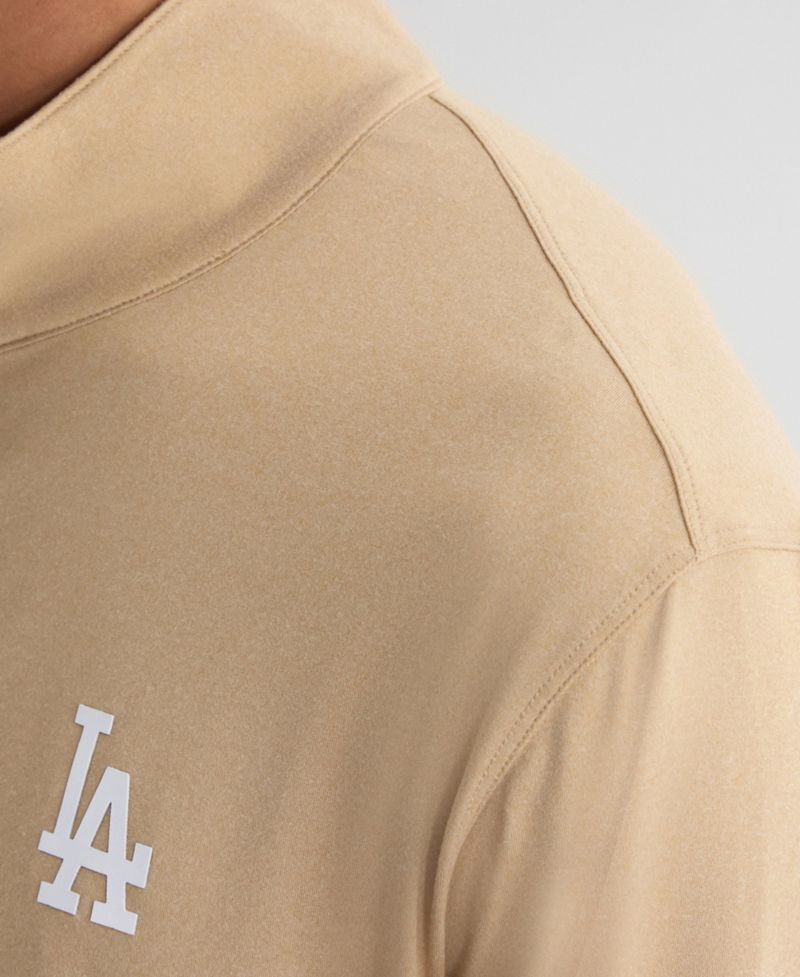 Men's Khaki Los Angeles Dodgers Clutch Quarter-Zip Pullover Sweatshirt