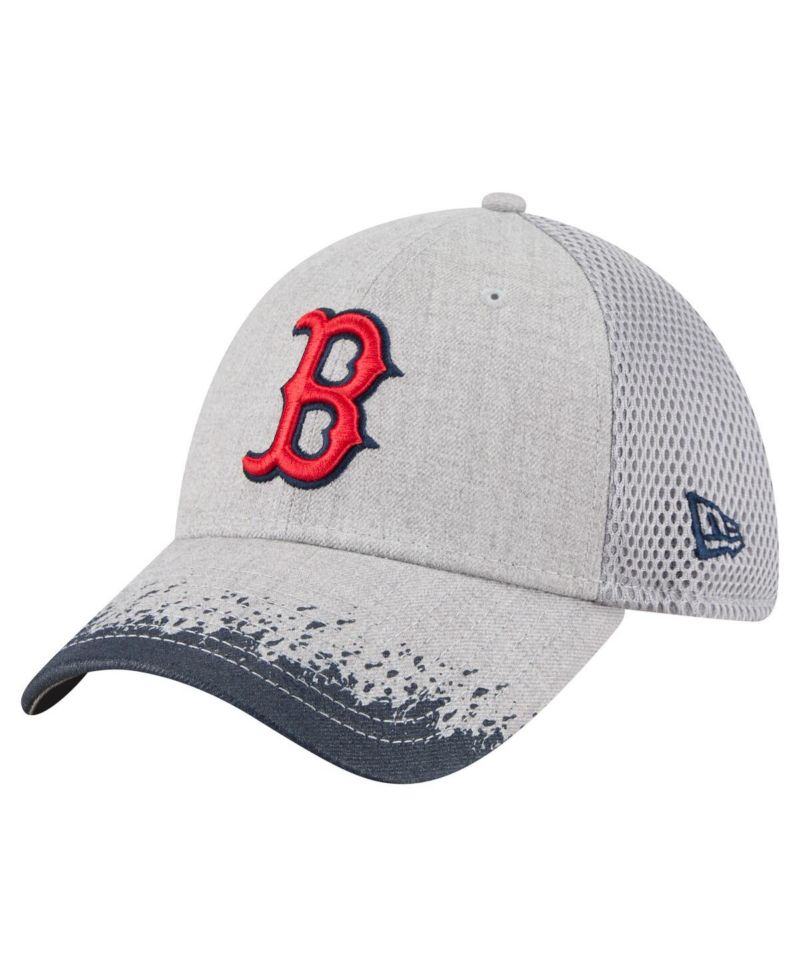 Men's Gray Boston Red Sox Visor Paint Splatter 39THIRTY Flex Hat