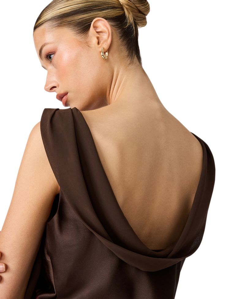Mani Satin Floral Cowl-Neck Mini Dress