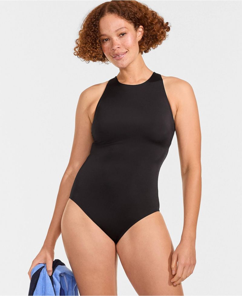 Women's DD-Cup Tugless High Neck Portrait Back One Piece Swimsuit