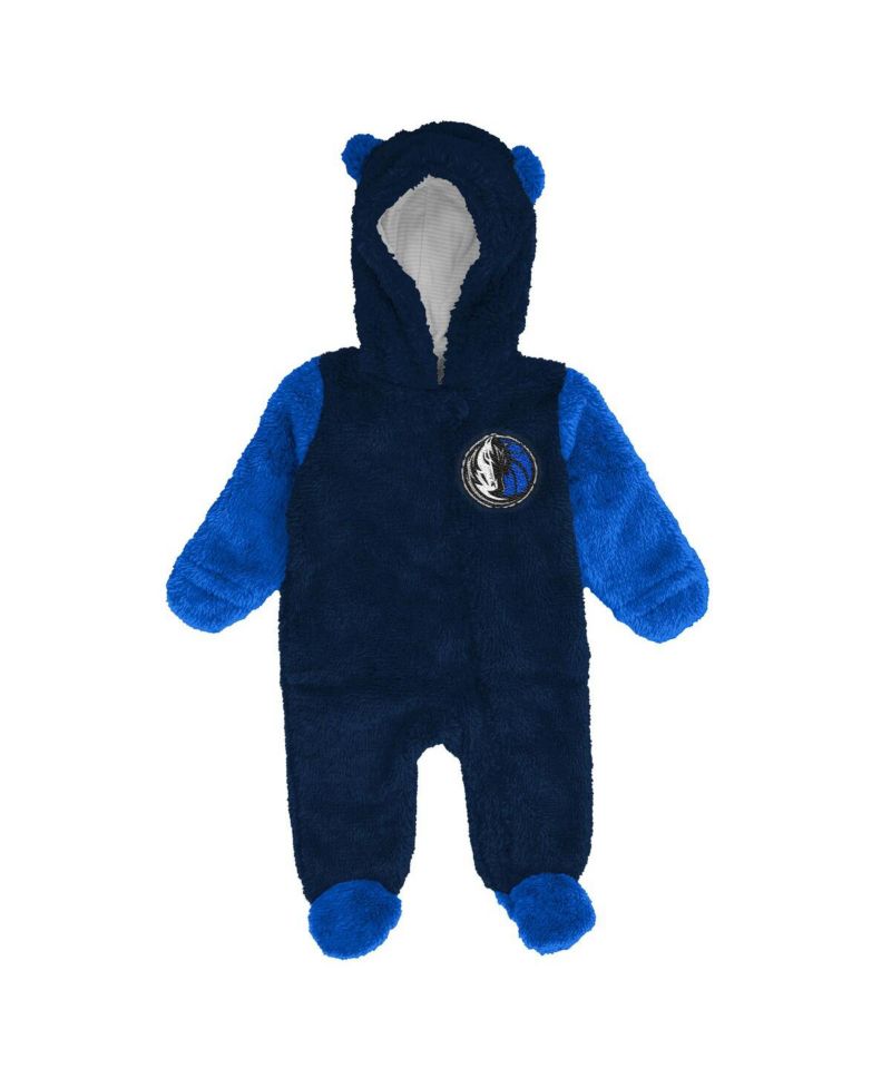 Newborn Navy Dallas Mavericks Stay Napping Fleece Bunting Full-Zip Hooded Sleeper