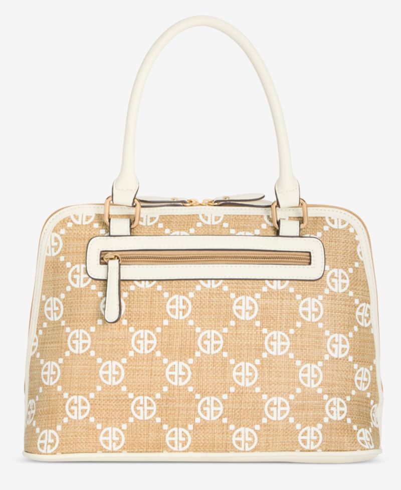 Belted Monogram Straw Dome Satchel