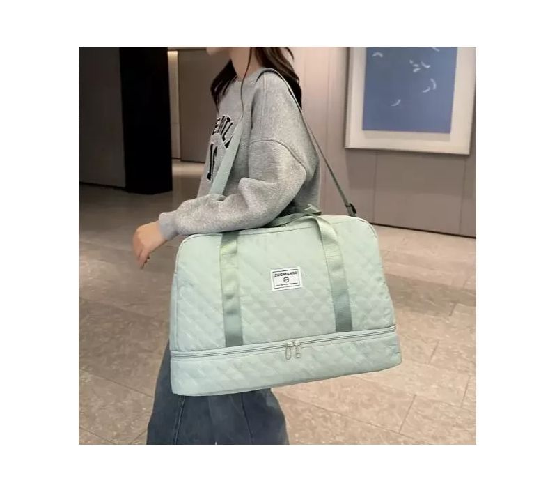 Three-dimensional Diamond Patterned Small Square Tote, Crossbody bag with Dry Wet Separation & Double-sided Pockets
