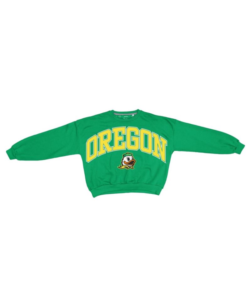 Women's Janice Oregon Ducks Oversized Graphic Waist-Length Sweatshirt