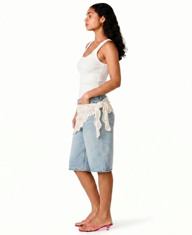 Women’s Kesha Crochet Scarf-Detail Shorts