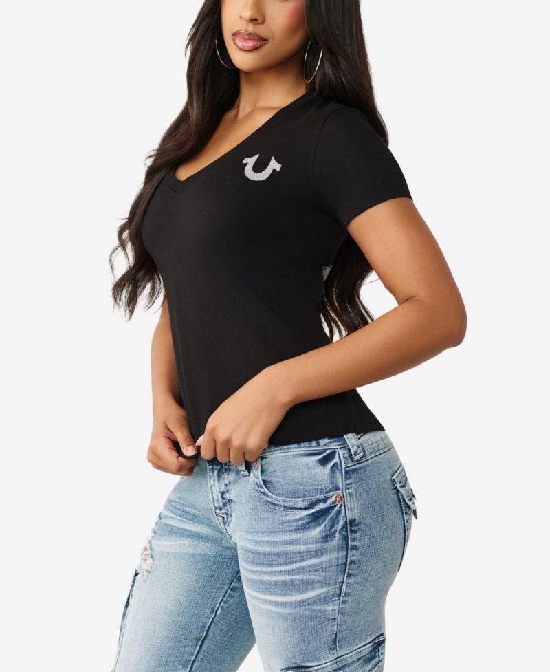 Women's Crystal Buddha V-Neck T-Shirt