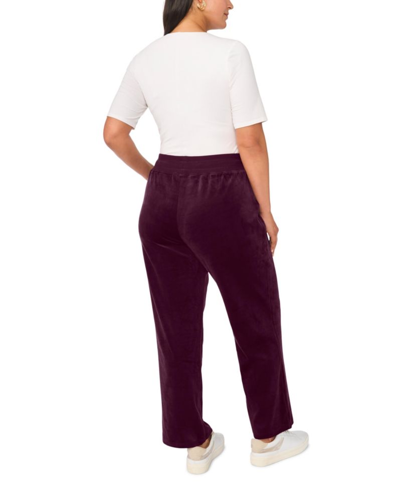 Plus Size Velour Drawstring-Waist Straight-Leg Pants
