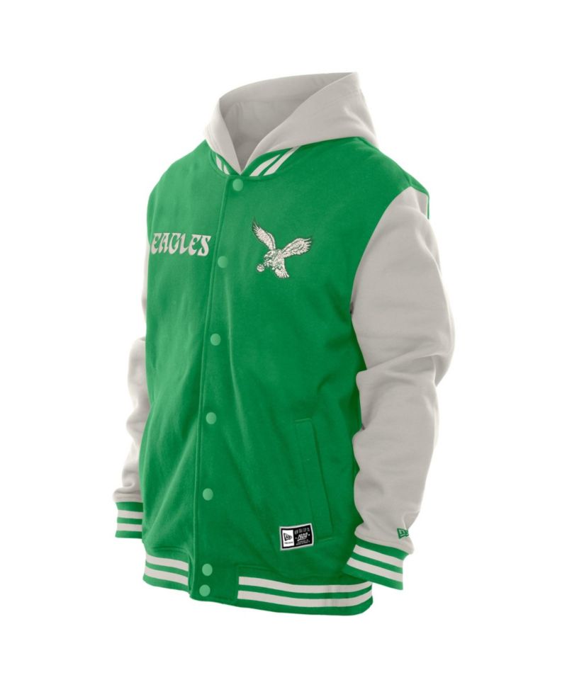 Men's Kelly Green/Gray Philadelphia Eagles Full-Snap Fleece Hoodie Jacket