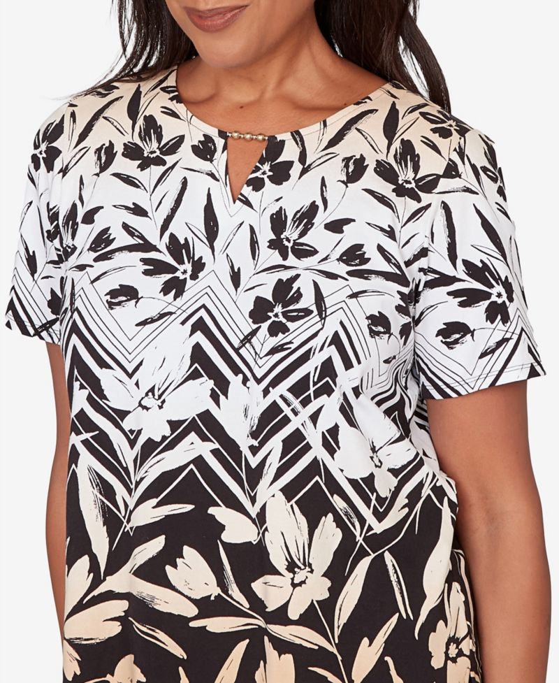 Petite Chevron Floral Ombre Print Top