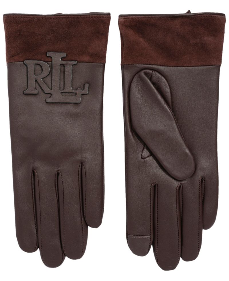 Women's Raised Logo Leather Touch Gloves