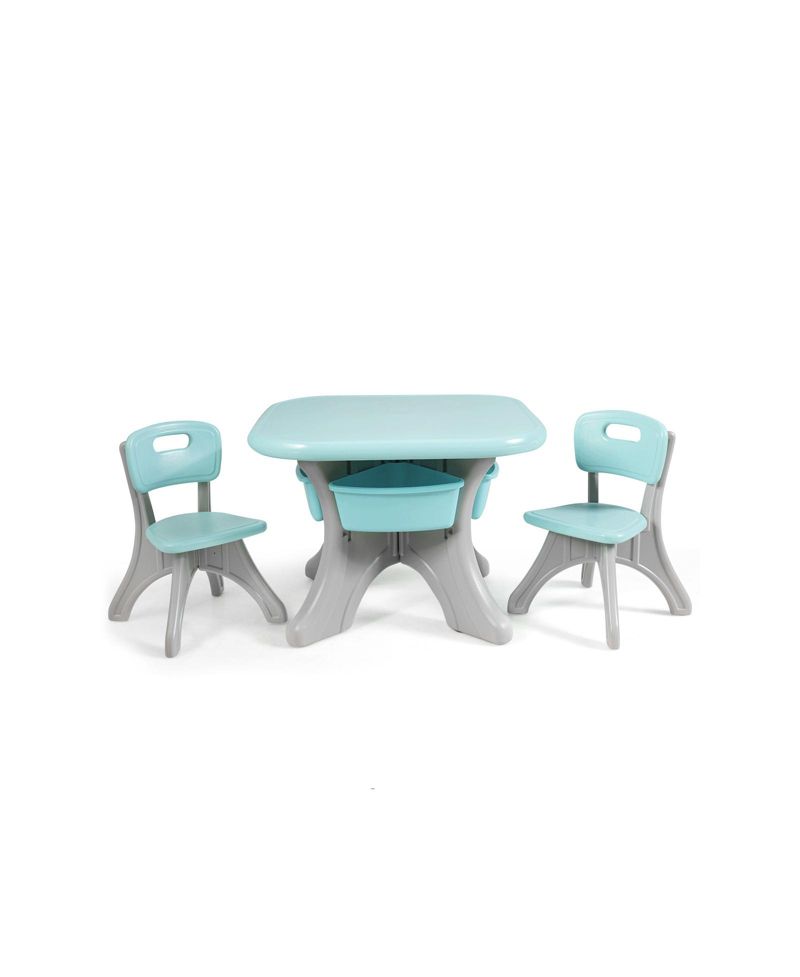 Kids In/Outdoor Plastic Storage Play Table & Chair Set, 3-Piece