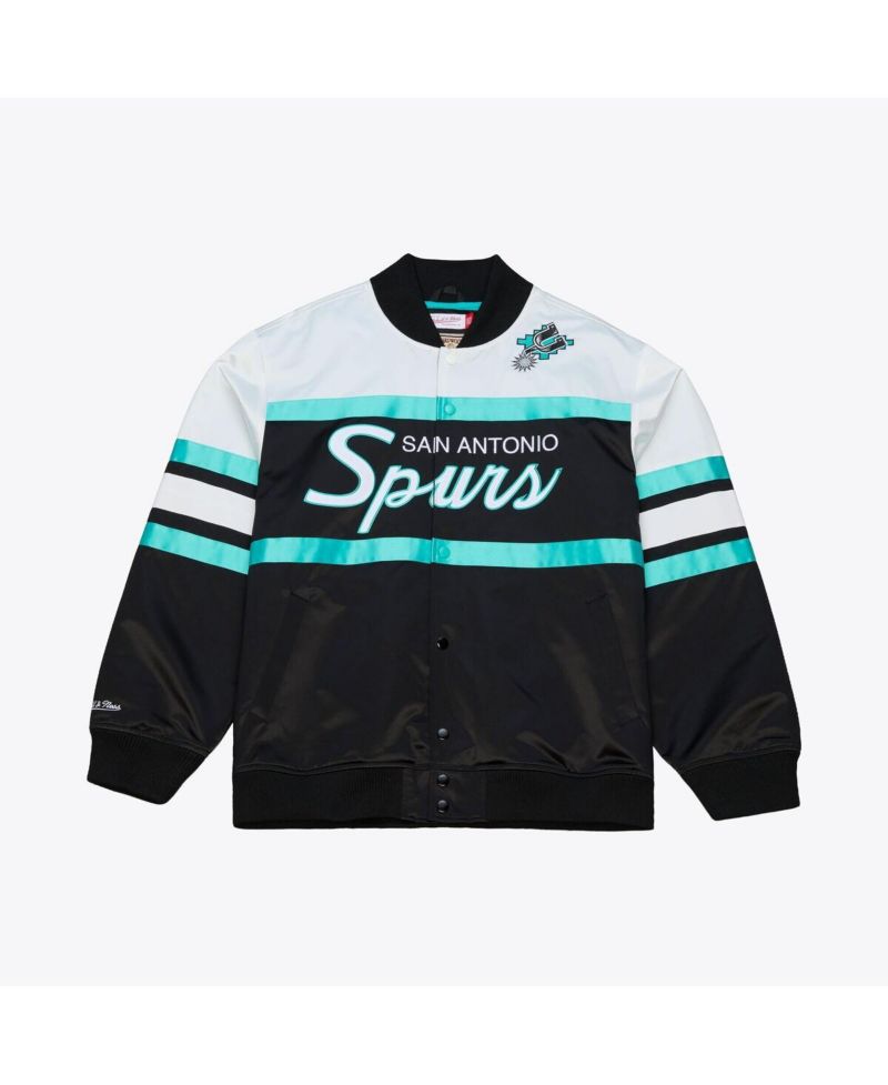 Men's Black San Antonio Spurs Hardwood Classics Head Coach Lightweight Satin Full-Snap Jacket