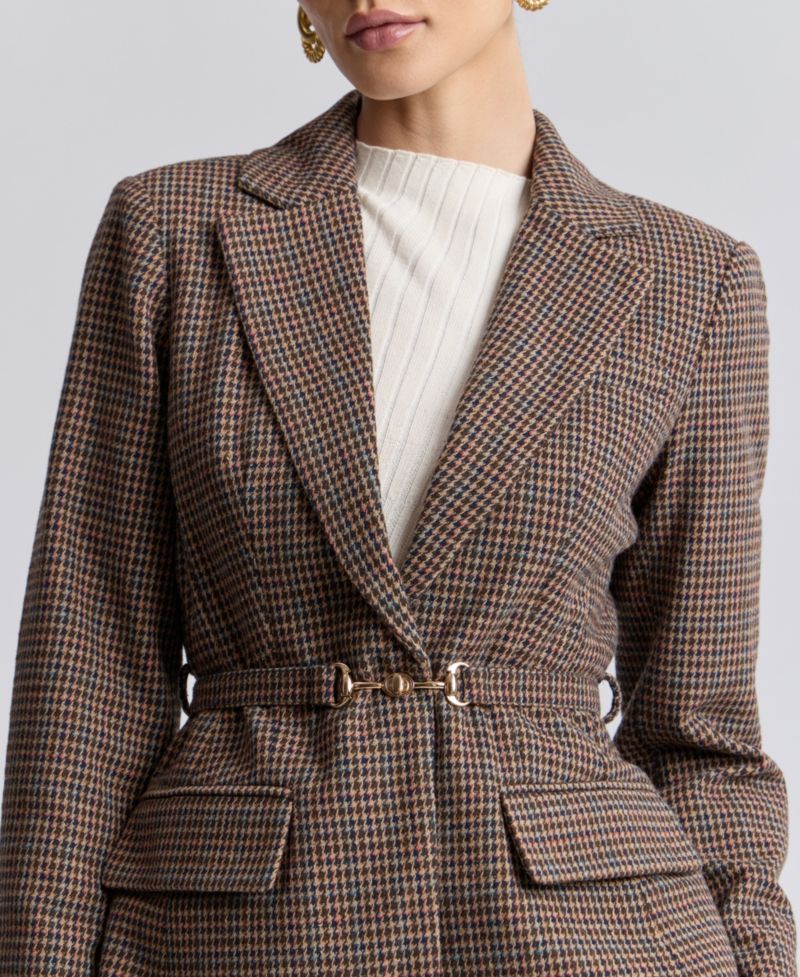 Women's Notch Lapel Collar Belted Blazer