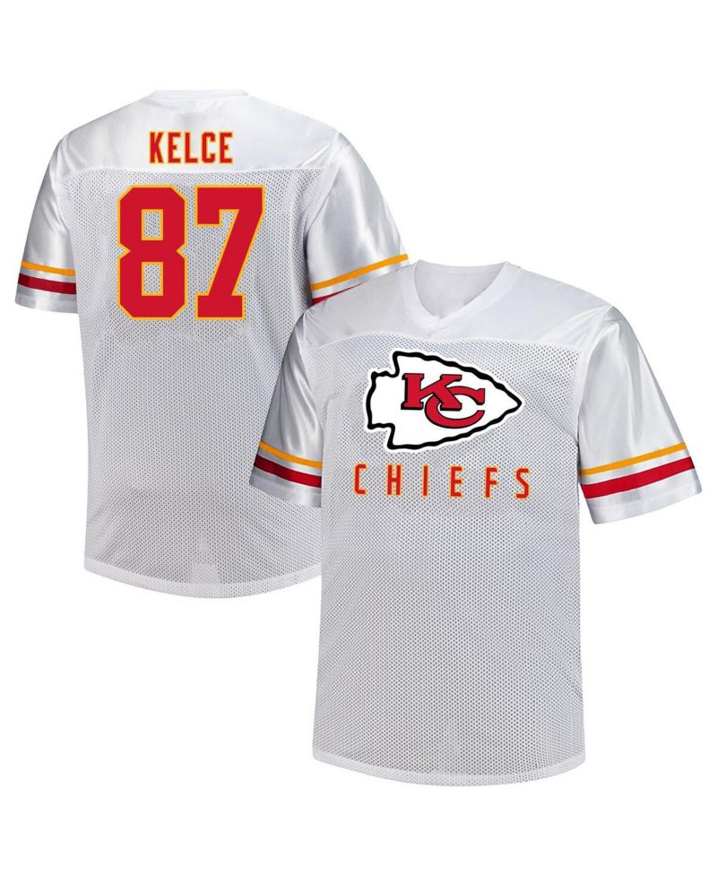 Men's Travis Kelce White Kansas City Chiefs Big & Tall V-Neck Fashion Jersey