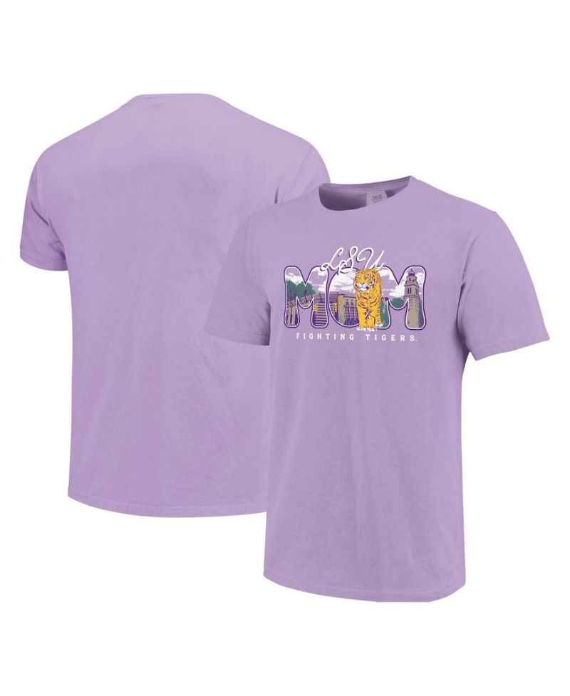 Women's Purple LSU Tigers Comfort Colors Campus Drawing Mom T-Shirt