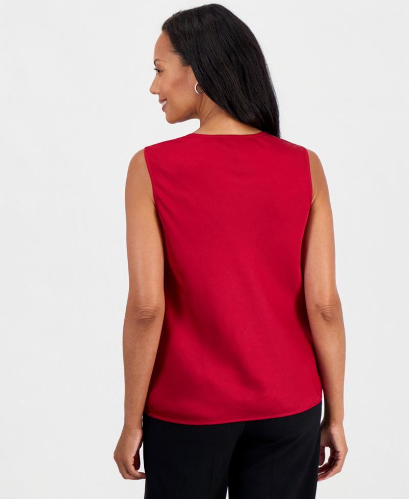 Women's Sleeveless Cowl Neck Satin Blouse
