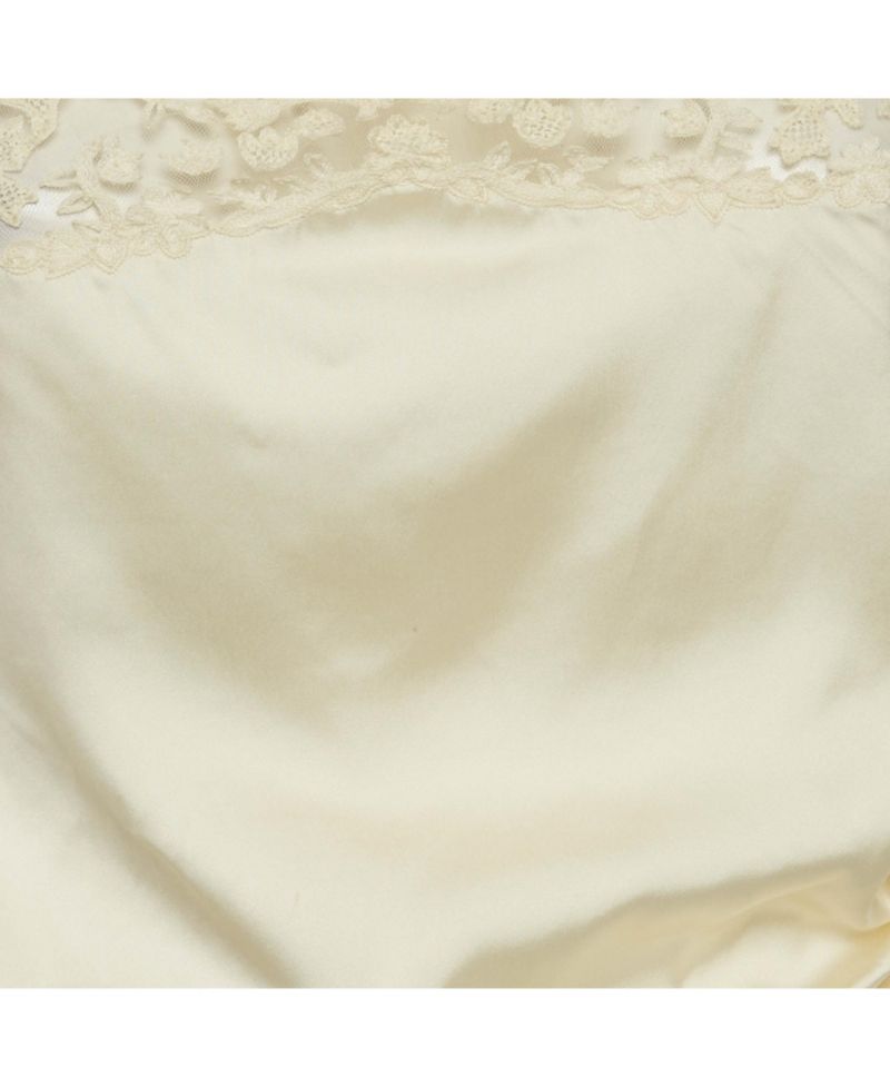 Women's Cream Satin Asymmetrical Hem Saudade Slip Dress