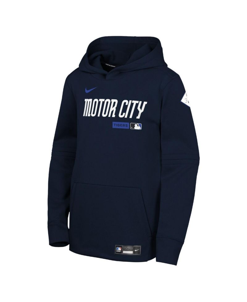Big Boys and Girls Navy Detroit Tigers Authentic Collection City Connect Therma-FIT Hoodie