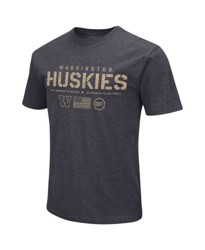 Men's Heather Black Washington Huskies Big and Tall OHT Military-Inspired Appreciation Playbook T-shirt