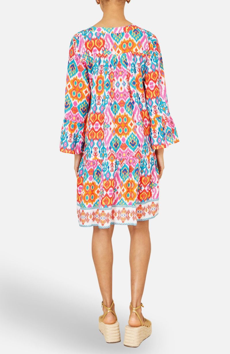 Women's Ikat Print Viscose Beach Tunic Dress