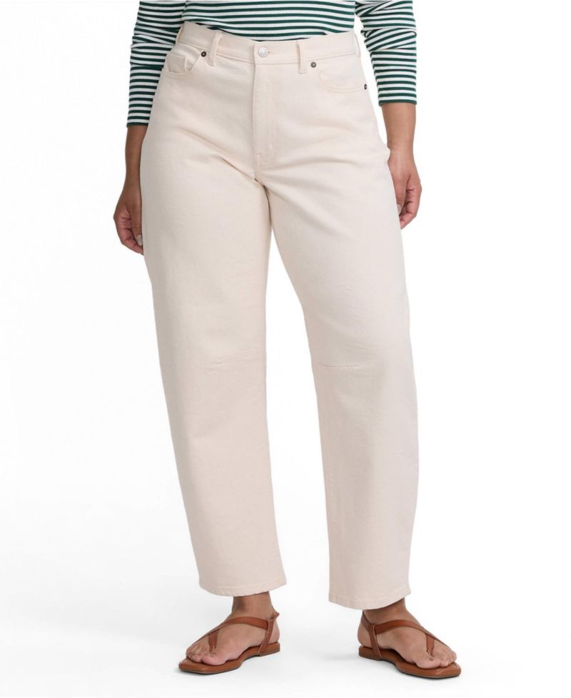 Petite Soft Denim Mid Rise Relaxed Barrel Ankle Jeans