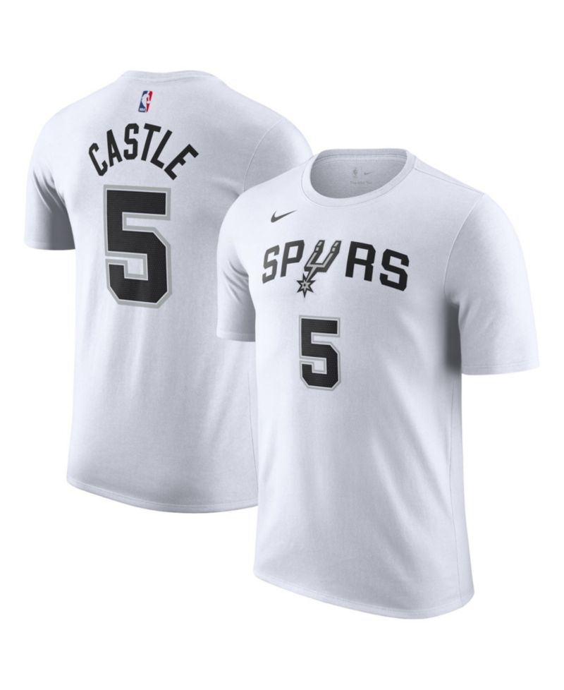 Men's and Women's Stephon Castle White San Antonio Spurs Name & Number T-Shirt