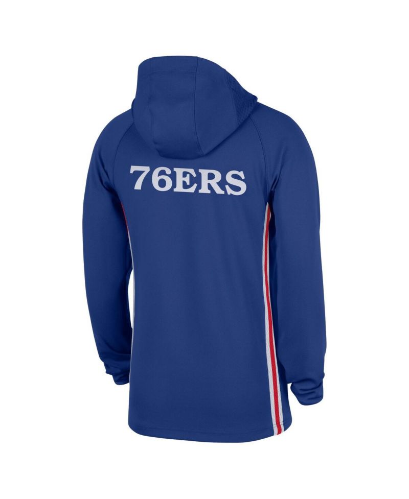 Men's Blue Philadelphia 76ers Authentic on Court Zone Quarter-Zip Dri-FIT Hoodie Jacket