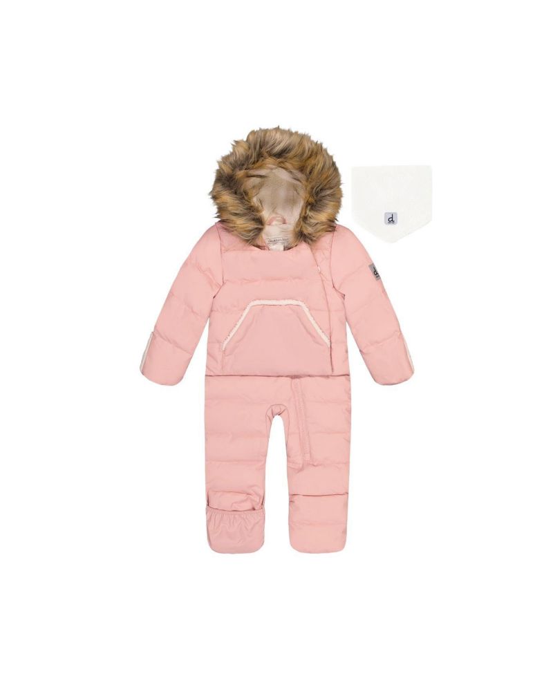 Baby Girl Snug One Piece Snowsuit Adapted for Car Seats Pale Dusty