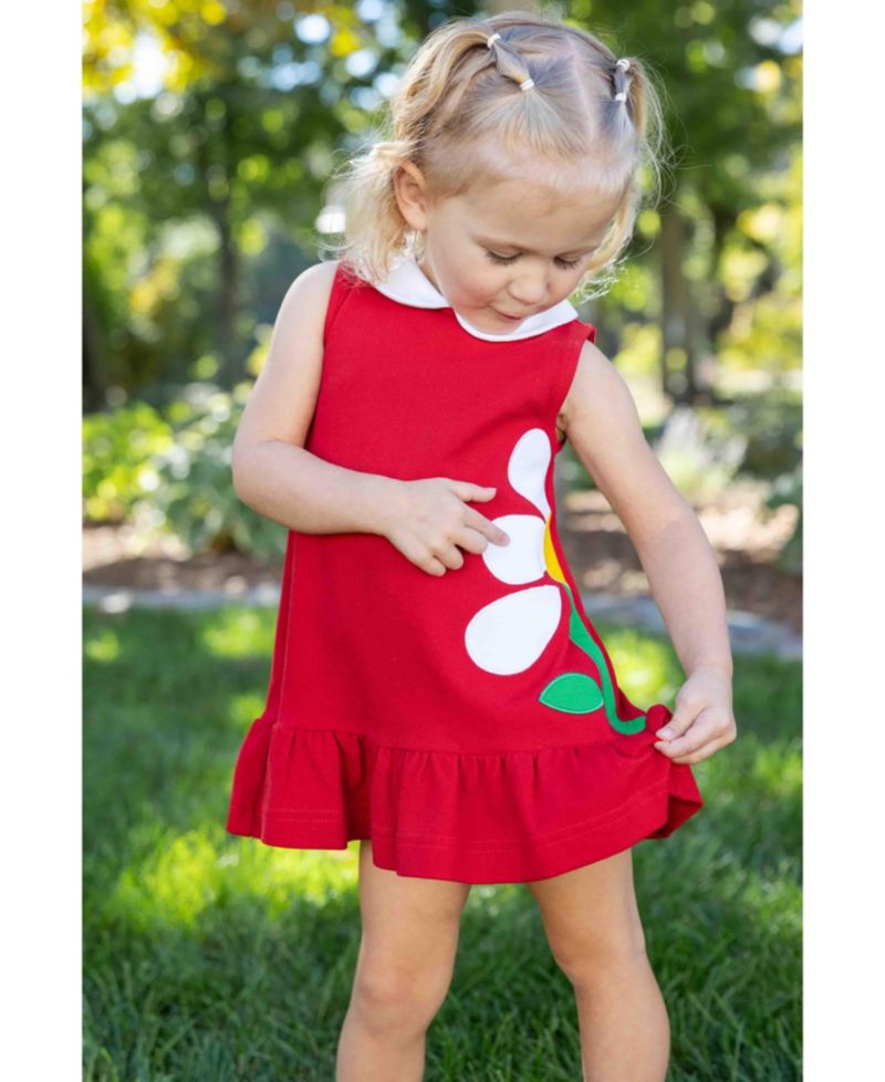 Little Girls Knit Dress With Flowers
