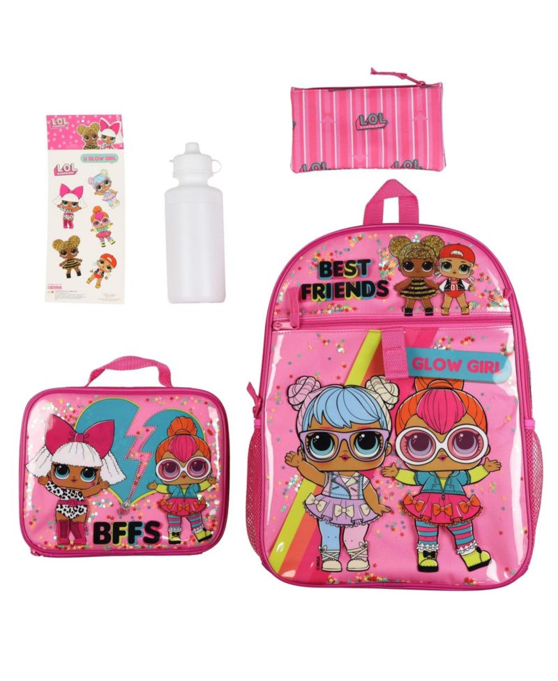 Backpack 16 Inch You Glow Girl 5 Piece Set with Detachable Lunch Box