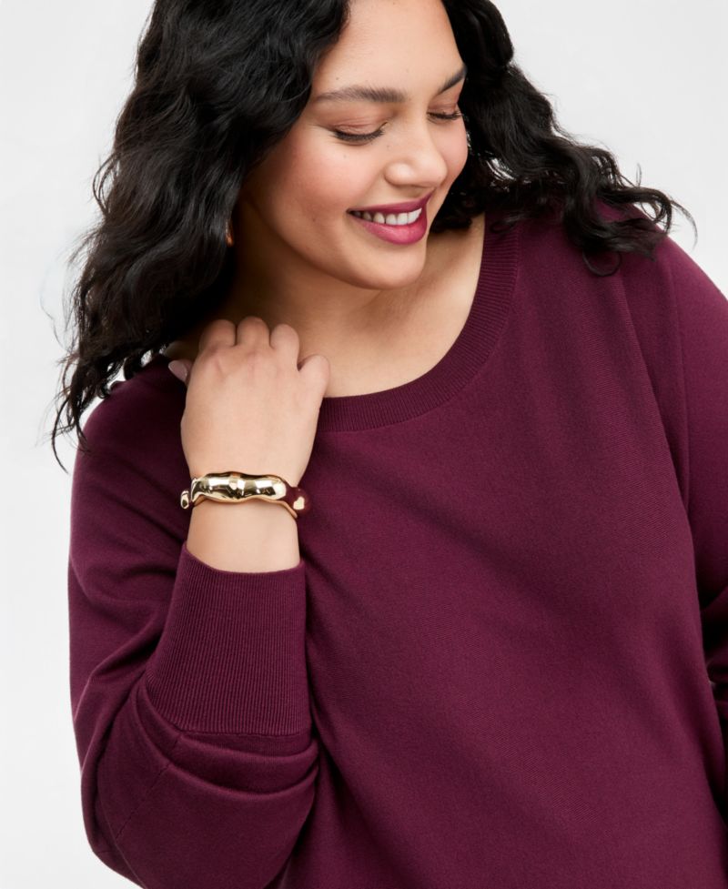 Plus Size Boat Neck Raglan Sweater
