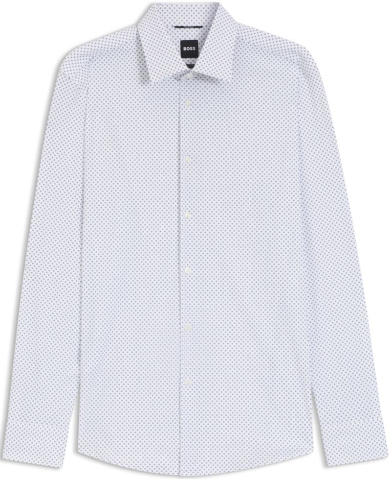 Men's Printed Performance-Stretch Fabric Slim-Fit Dress Shirt