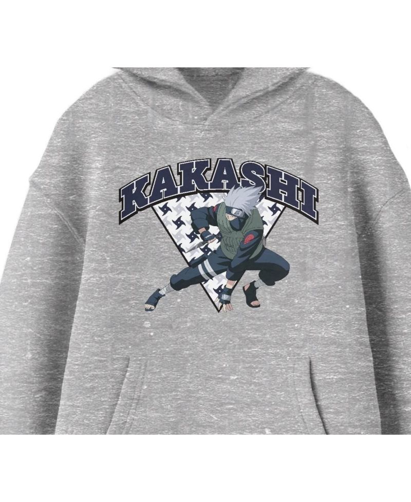Classic Kakashi Fighting Stance Youth Heather Gray Graphic Hoodie-XS