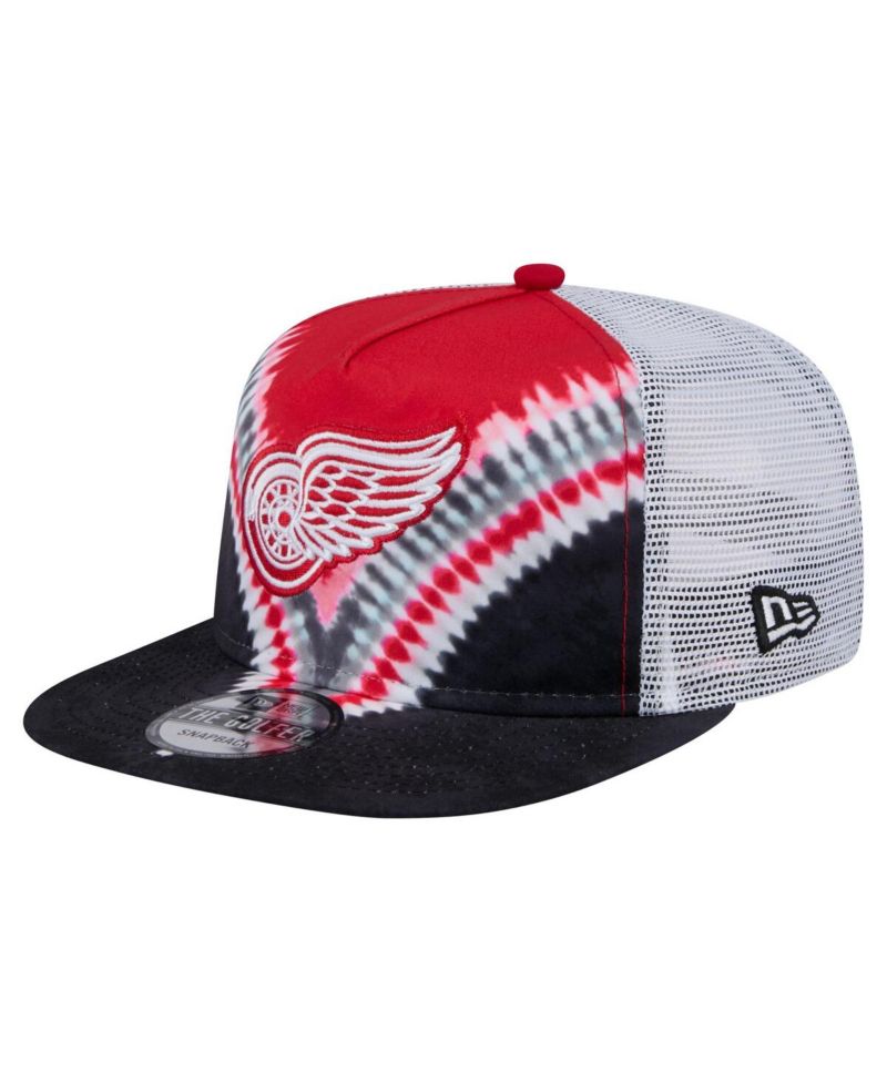 Men's Black/Red Detroit Red Wings Throwback V-Dye Adjustable Golfer Hat