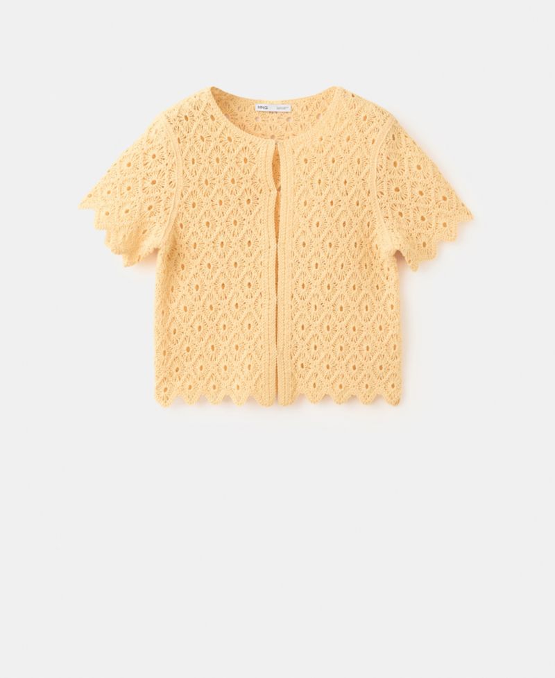 Women's Scalloped Open-Knit Cardigan
