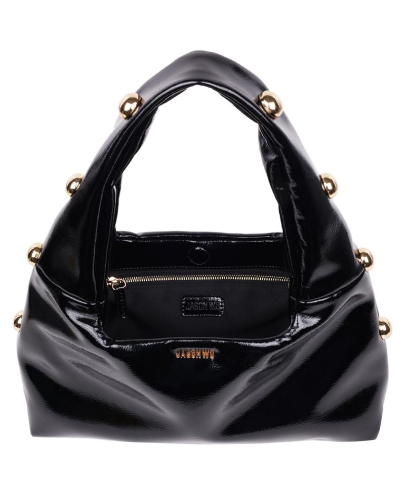 Studded Shoulder Bag in Crackled Finish