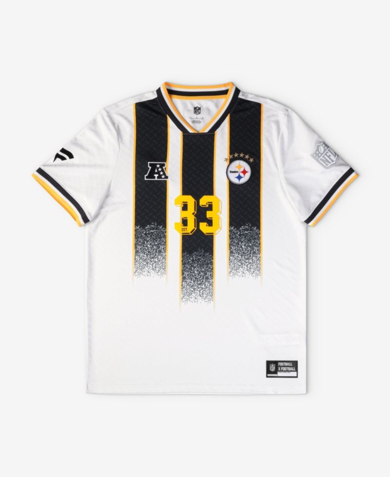 Big Boys and Girls White Pittsburgh Steelers Football x Football V-Neck Fan Jersey