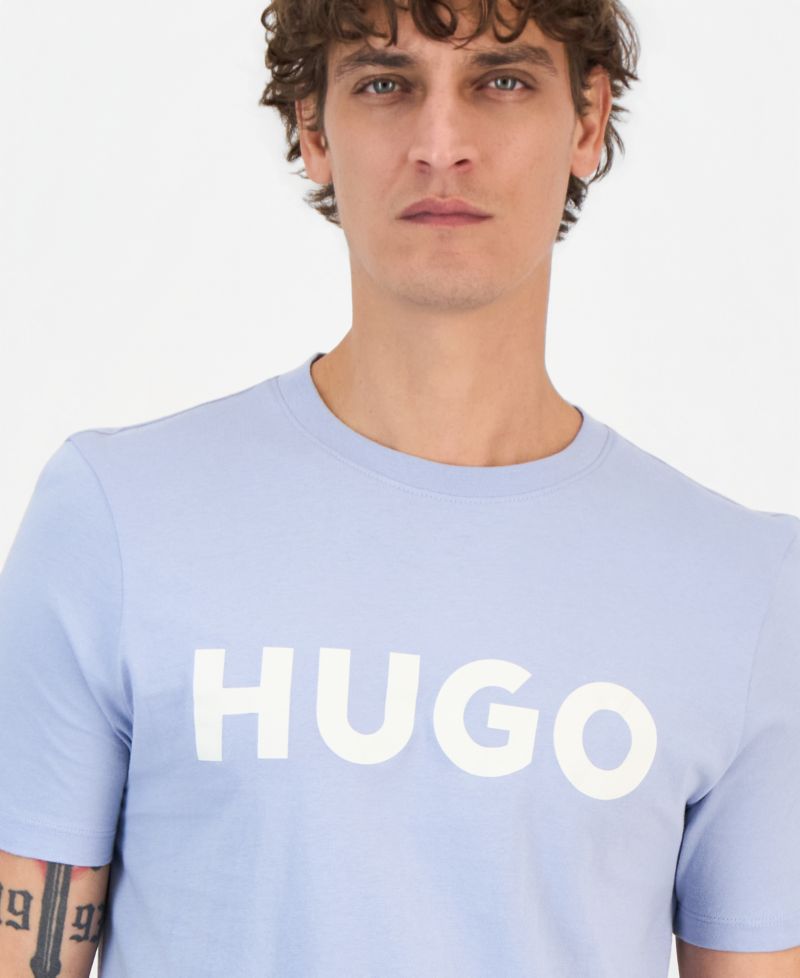 Мужская хлопковая футболка с логотипом Hugo by Dulivio с круглым вырезом горловины