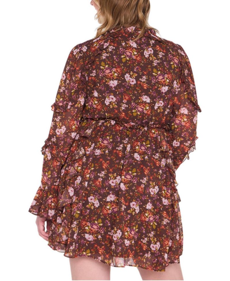 Maternity Empire-Waist Tiered-Ruffle Floral-Print Dress
