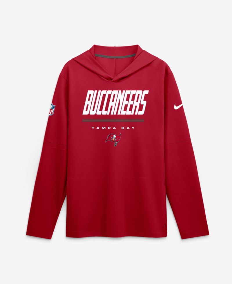 Men's Red Tampa Bay Buccaneers Sideline Game On Lightweight Long Sleeve Hooded Dri-FIT Top