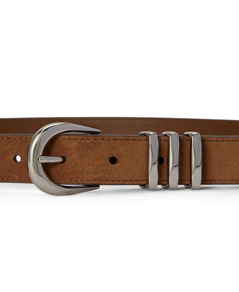Women's Metal-Keeper Suede Skinny Belt