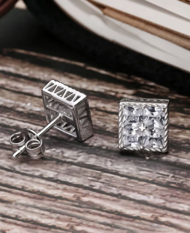 Men's Trogan Stud Earrings in Sterling Silver