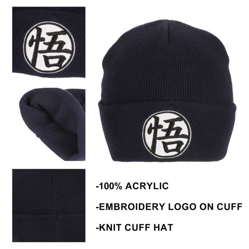 Men's Goku Symbol Embroidery On Acrylic Knit Standard Cuff Beanie