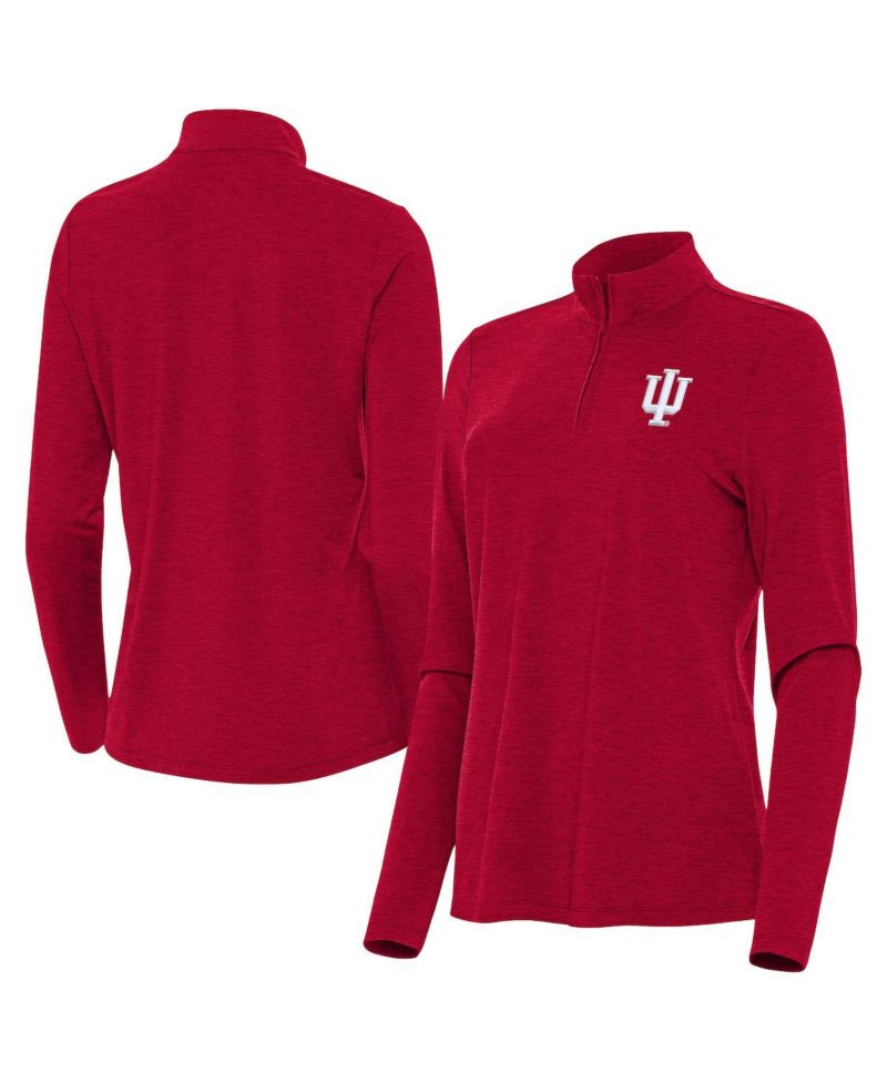 Women's Heather Crimson Indiana Hoosiers Bright Quarter-Zip Top