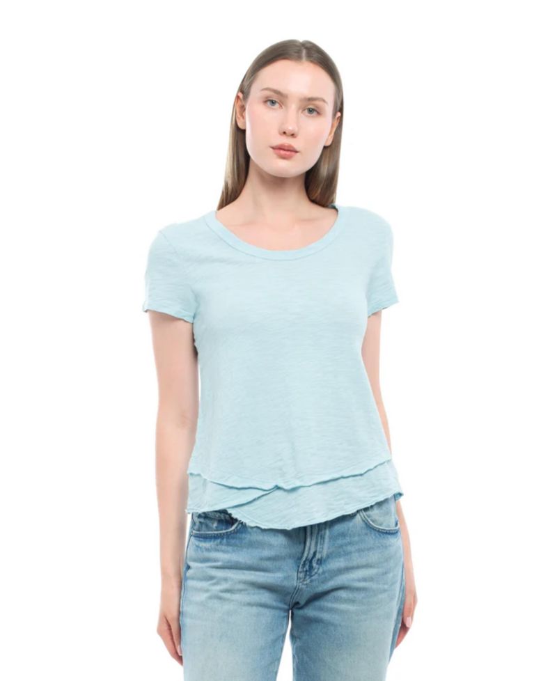 Women's Short Sleeve Mock Layer Tee